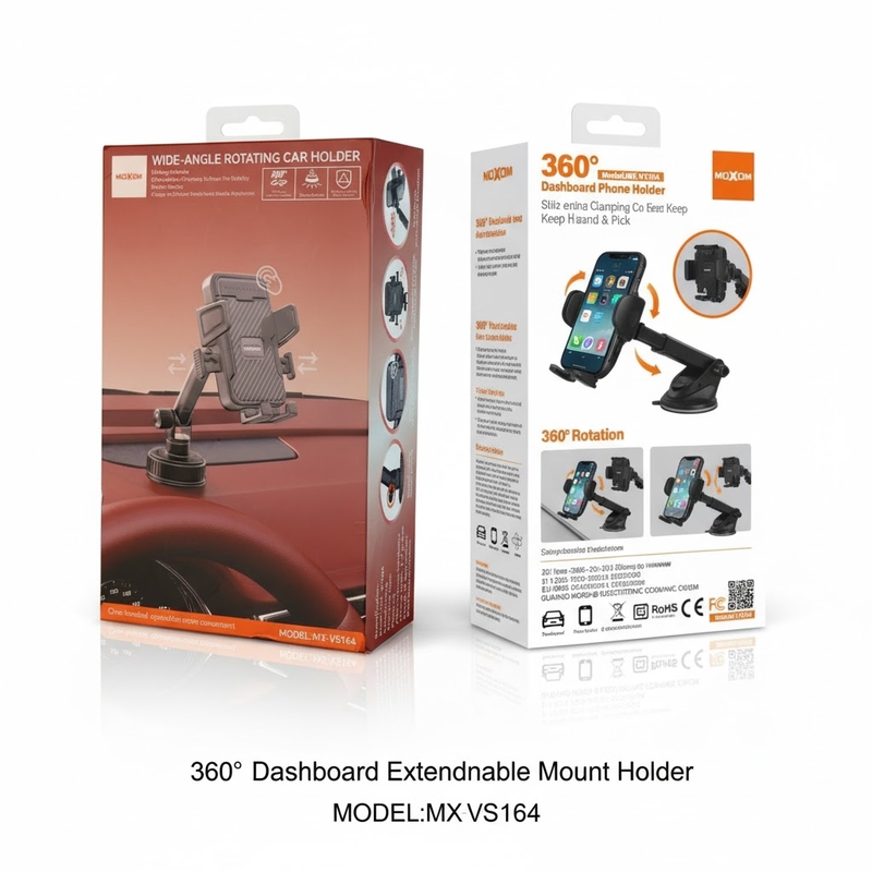 MOXOM MX-VS164 Car Phone Holder – 360° Rotation, Adjustable, One-Handed Operation, 4–7 Inch Compatibility MOXOM MX-VS164 Car Phone Holder – 360° Rotation, Adjustable, One-Handed Operation, 4–7 Inch Compatibility - Image 1