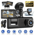 Channel 1080p Car Dash Cam – Front, Rear & Inside Wide-Angle Camera