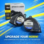 Osun ODL163H 12V Sports Horn – 110DB Dual Tone European Style Snail Car Horn (High Pitch 600HZ / Low Pitch 500HZ)