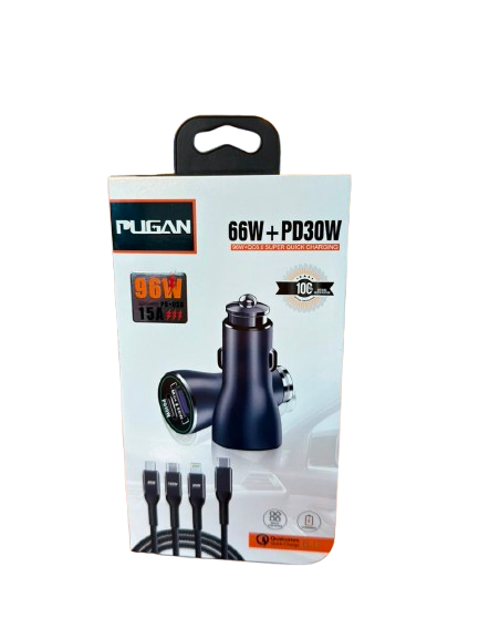 Pugan 96W Fast Charging Adapter (PD + USB) | 66W + PD 30W | QC6.0 15A Super Charge Pugan 96W Fast Charging Adapter (PD + USB) | 66W + PD 30W | QC6.0 15A Super Charge - Image 1
